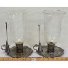 Image 1 : LOT OF 2 - SILVER PLATED (?) GLASS LANTERN STYLE CANDLESTICK HOLDERS W/ SNUFFERS