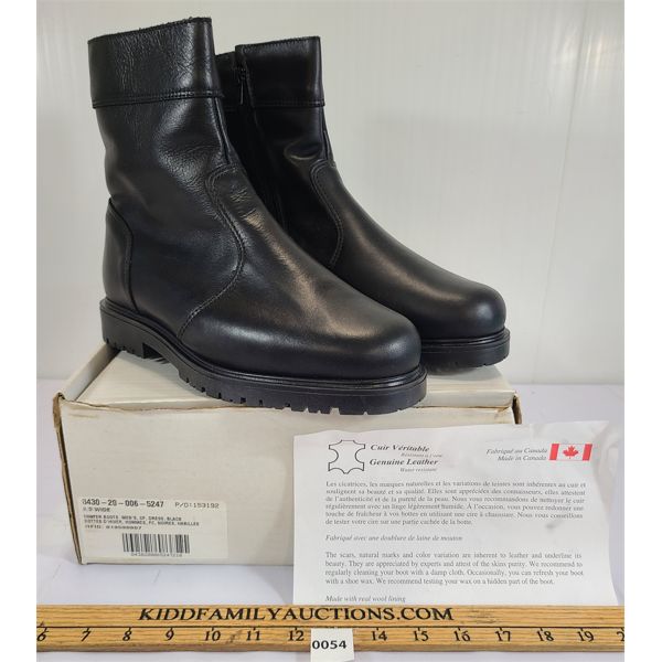 PAIR OF MENS BLACK LEATHER WINTER DRESS BOOTS