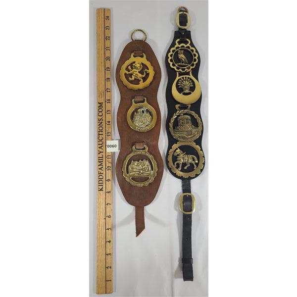 LOT OF 2 - HORSE BRASS & HARNESS STRAPS