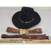 Image 1 : LOT OF 3 - WESTERN EXPRESS COWBOY HAT & LEATHER BELTS 