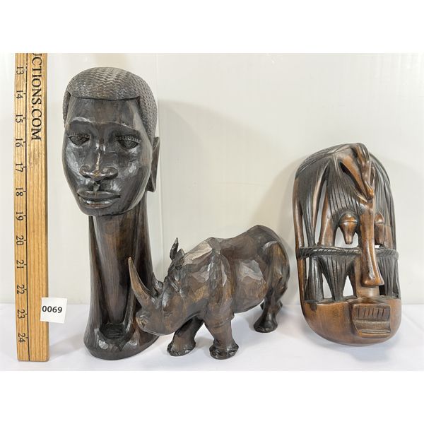 LOT OF 3 - AUTHENTIC AFRICAN CARVINGS