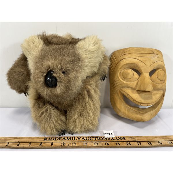 LOT OF 2 - KOALA BEAR & CARVED MASK