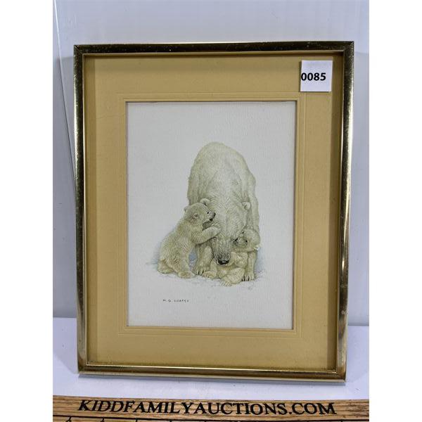 FRAMED POLAR BEARS PRINT BY M. G. LOATES