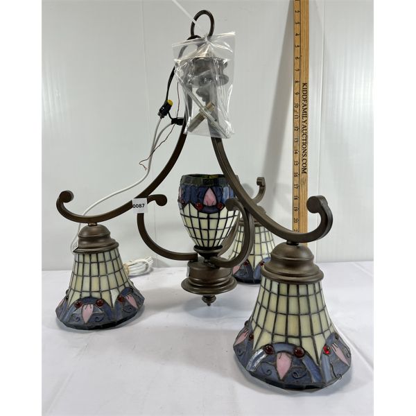 STAINED GLASS CHANDELIER IN BLUE TONES