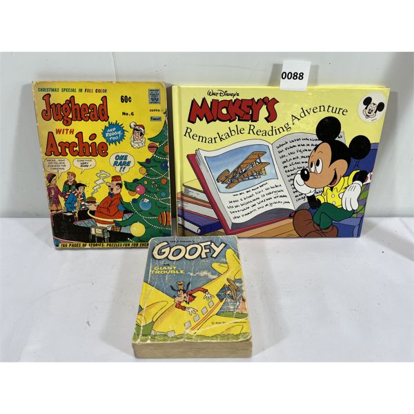 LOT OF 3 - VINTAGE CHILDRENS BOOKS - INCL MICKEY MOUSE & GOOFY