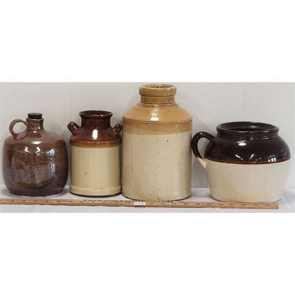 LOT OF 4 - CROCKS - INCL FINGER & OPEN TOP