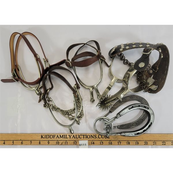 LOT OF 5 - PAIRS OF SPURS & DIAMOND HOT FORGED HORSESHOE PUZZLE