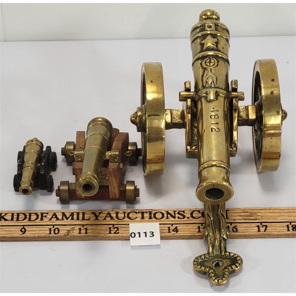 LOT OF 3 - BRASS CANONS 