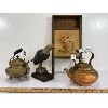 Image 1 : LOT OF 4 - COPPER & BRASS TEA POTS & DECORATIVE WASHBOARD ETC