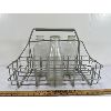 Image 1 : LOT OF 4 - 1QT MILK BOTTLES W/ CARRYING RACK - INCL MILK TOKENS - SEE ALL PICS