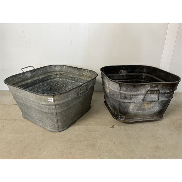 LOT OF 2 - GALVANIZED WASH TUBS 