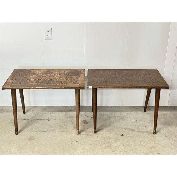 LOT OF 2 - HAMMERED COPPER END TABLES