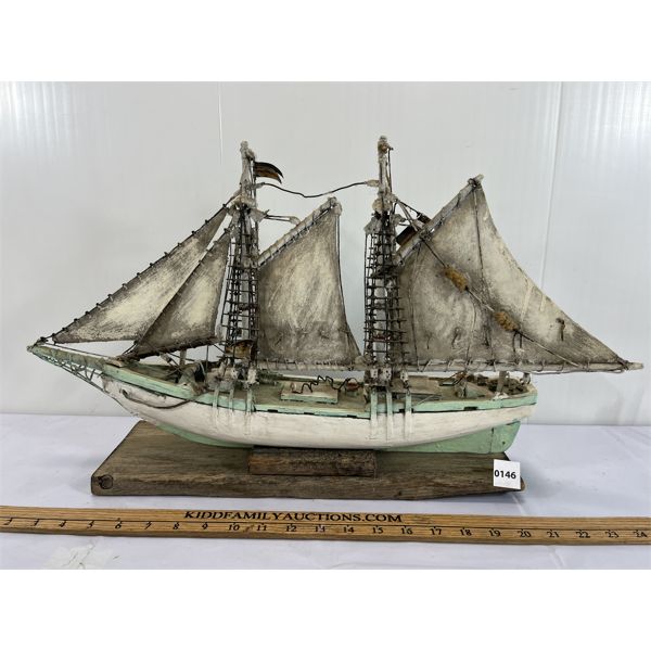DECORATIVE SAIL BOAT - WEATHERED LOOK - 24 INCH