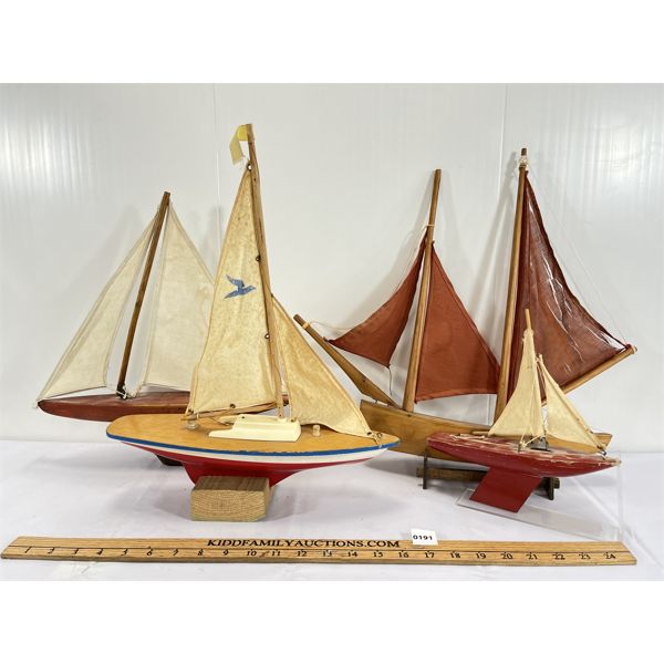 LOT OF 4 - WOODEN SAILBOATS 