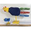 Image 2 : LOT OF 2 - FOLK ART - WOODEN CARVED CHICKENS