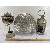 Image 1 : LOT OF 3 - SHAVING MIRROR & PUNCHED TIN CANDLE LANTERN ETC
