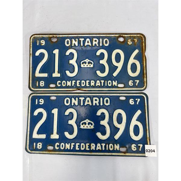 PAIR OF 1967 ONTARIO LICENSE PLATES