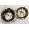 Image 1 : LOT OF 2 - HAND PAINTED EQUESTRIAN MOTIF DECORATIVE BOWL & PLATE