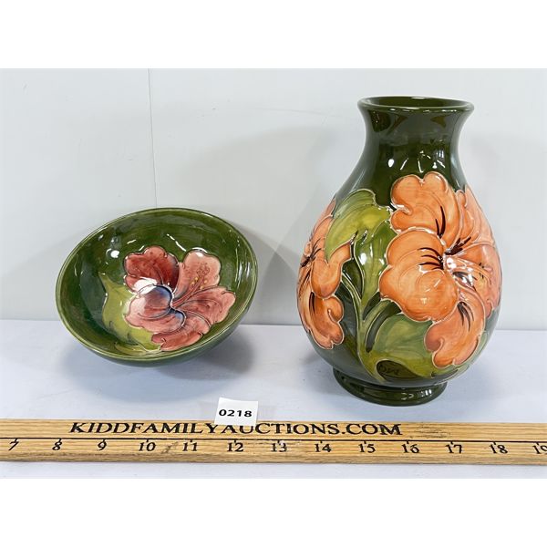 LOT OF 2 - MOORCROFT VASE & CANDY DISH