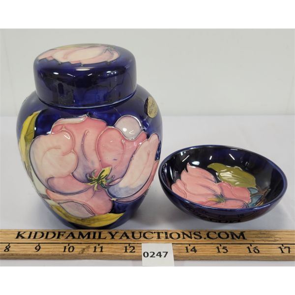 LOT OF 2 MOORCROFT GINGER JAR & CANDY DISH Kidd Family Auctions