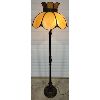 Image 1 : TURNED WALNUT BASE STAINED GLASS FLOOR LAMP
