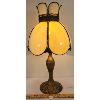Image 1 : STAINED GLASS TABLE LAMP W/ EMBOSSED METAL BASE