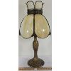 Image 2 : STAINED GLASS TABLE LAMP W/ EMBOSSED METAL BASE