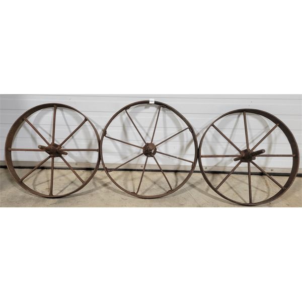 LOT OF 3 - CAST IRON WHEELS
