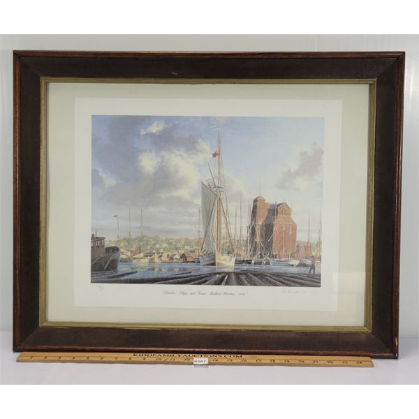 "LUMBER, SHIPS & GRAIN: MIDLAND HARBOUR, 1886" BY PETER RINDLEN - FRAMED A/P PRINT