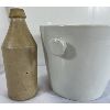 Image 3 : LOT OF 2 - ATKINSON SIGNED CROCK BOTTLE & PORCELAIN PLANTER