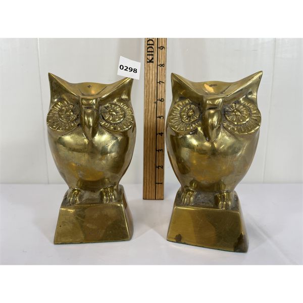 LOT OF 2 - BRASS OWL BOOKENDS 