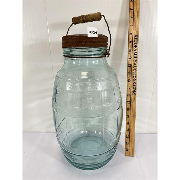 GLASS JAR W/ LID & HANDLE