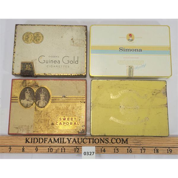 LOT OF 4 - CIGARETTE TINS - INCL SWEET CAPORAL, SIMONA & OGDENS ETC