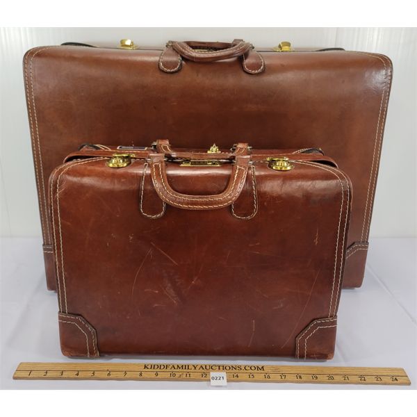 LOT OF 2 - LEATHER SUITCASES 