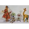 Image 2 : LOT OF 5 - HAND CRAFTED FIGURINES - INCL PYTHON, GIRAFFE & DOLL ETC