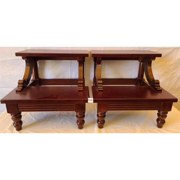 LOT OF 2 - MAHOGANY 2-STEP BED STEPS
