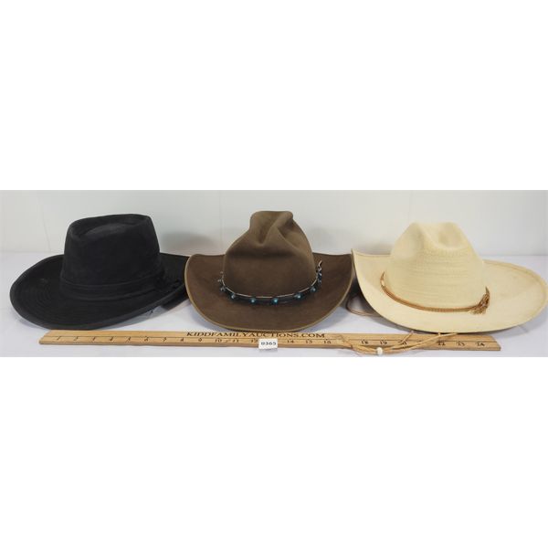 LOT OF 3 - COWBOY HATS - INCL PIGALLE, STETSON & HATQUARTERS