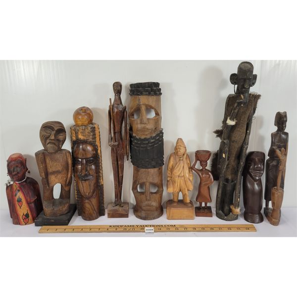 LOT OF 10 - HAND CARVED SCULPTURES 