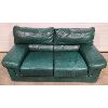 Image 1 : GREEN LEATHER LOVE SEAT - VERY GOOD CONDITION