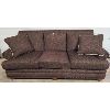 Image 1 : BROWN & GOLD UPHOLSTERED COUCH W/ STUDDED ACCENTS