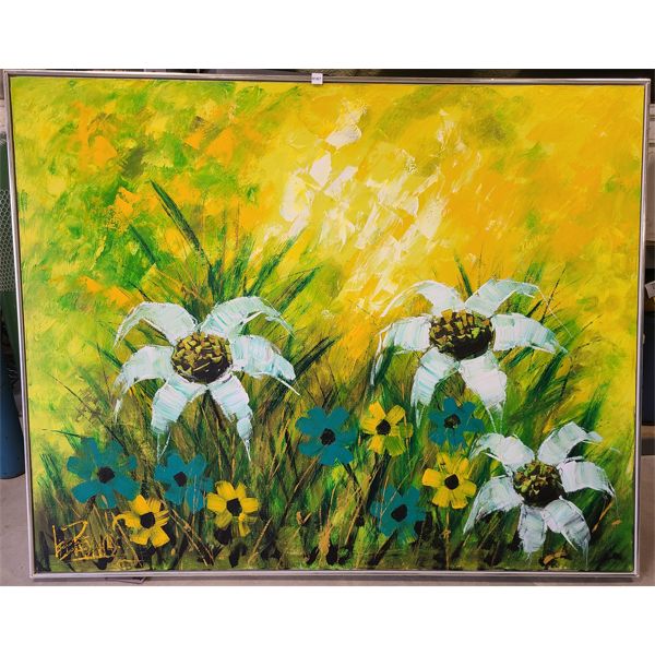 LEE REYNOLDS HOLLYWOOD REGENCY FLORAL ACRYLIC ON CANVAS