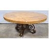 Image 1 : BUTCHER BLOCK TOP W/ WROUGHT IRON SCROLL DESIGN DINING TABLE