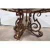 Image 3 : BUTCHER BLOCK TOP W/ WROUGHT IRON SCROLL DESIGN DINING TABLE