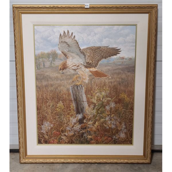 ACRYLIC ON MASONITE - HAWK SCENE BY BETH HOSELTON