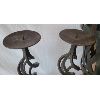 Image 2 : LOT OF 6 - WROUGHT IRON (?) CANDLE PILLARS & HOLDERS