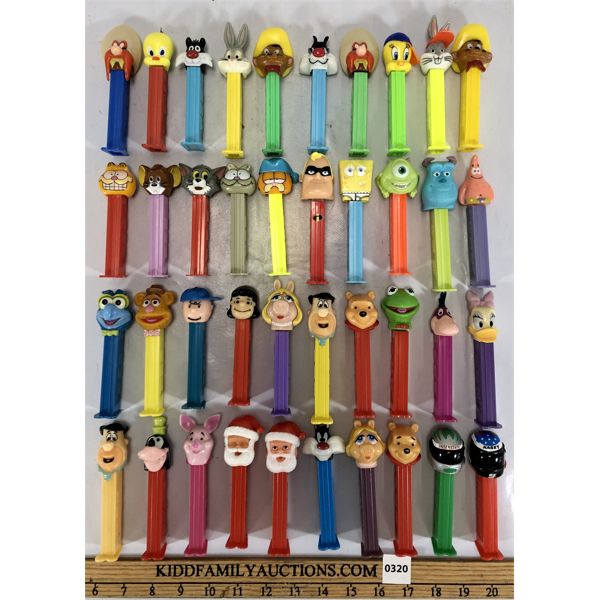LOT OF 40 - PEZ DISPENSERS - INCL LOONEY TUNES, FLINTSTONES, CHARLIE BROWN ETC.