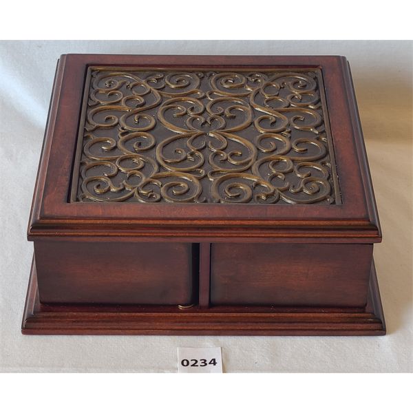 BOMBAY MAHOGANY (?) SWIVEL DRAWER JEWELRY BOX