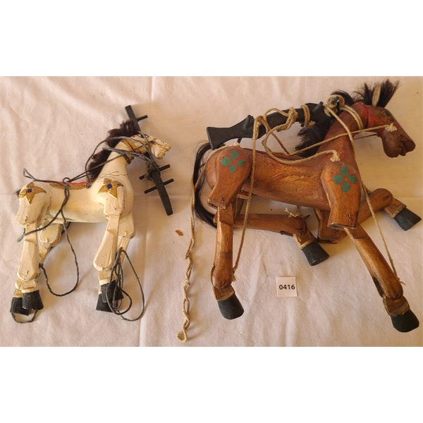 LOT OF 2 - PAINTED HORSE MARIONETTES 