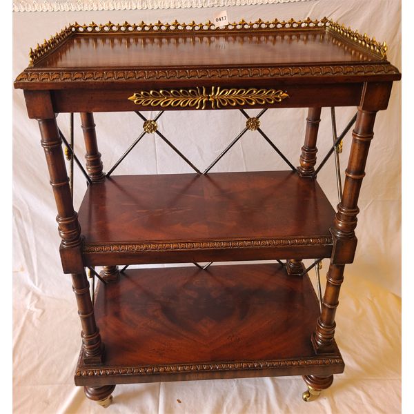 MAHOGANY ROLLING SERVING CART