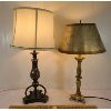 Image 1 : LOT OF 2 - MARBLE STYLE & CLAWFOOT METAL TABLE LAMPS 
